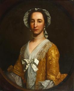 MILNER NEWTON Francis,Portrait of Johanna Warner, half-length, in a yell,1753,Bonhams 2014-09-10