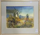 MILNES Margaret 1908-1998,landscape with a windmill and figures,1982,Charterhouse GB 2022-10-06