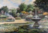 MILTON D C,A flower garden with lily pond and fountain in full bloom,Mallams GB 2012-03-09