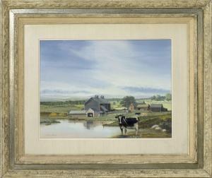 MINA MORA Raul Jose 1915-1996,Farmyard scene with cattle,Eldred's US 2016-08-03