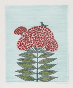 MINAMI Keiko 1911-2004,Bird on Flower,1988,Ro Gallery US 2024-02-07