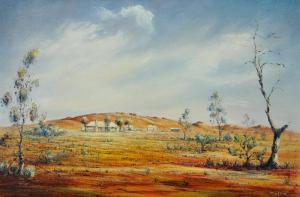 MINCHIN Eric John 1928-1994,Homestead on the Barrier Ranges, Broken Hill,Elder Fine Art 2019-03-31