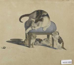 MIND Gottfried 1768-1814,Die Katzenfamilie mit dem Tabouret,Galerie Koller CH 2012-03-26