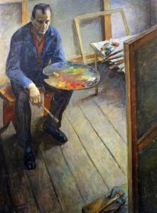 MINEYKO Vladimir Andreyevich 1925,Self portrait in the studio,1960,Gorringes GB 2012-02-01