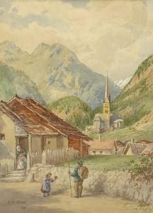 MINNS Fanny M. 1847-1929,Alpine Village,1911,Duggleby Stephenson (of York) UK 2020-12-11