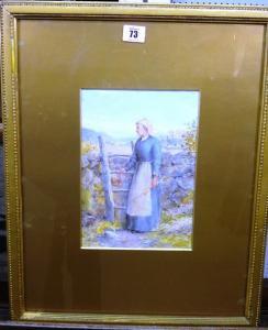 MINSHULL R.T 1885,Peasant woman by a stile,Bellmans Fine Art Auctioneers GB 2018-08-04