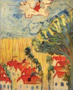 MINTCHINE Isaac 1900-1941,Flying over the Village,Tiroche IL 2024-04-21