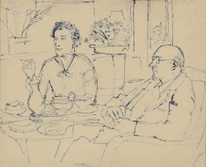 MINTON John 1917-1957,Mr and Mrs Weizmann at a table,Christie's GB 2017-05-18