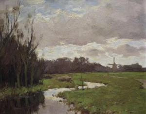 MIOLÉE Adrianus 1879-1961,Landschap met meanderende beek,Venduehuis NL 2021-10-17