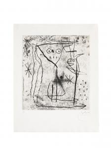 Miró Joan 1893-1983,Jeune fille aux deux oiseaux, from Trente ans d'ac,1967,Bonhams GB 2018-06-26