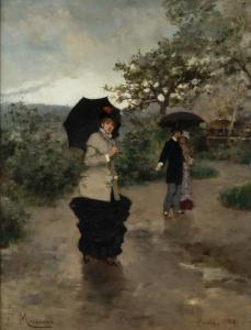 MIRALLES FRANCESC 1848-1901,Bajo la lluvia,1881,Alcala ES 2022-06-23