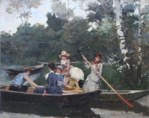 MIRALLES Y GALUP Francisco 1848-1901,Scene on the lake,1885,Matsa IL 2023-12-19