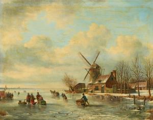 MIRANI Everadus Pagano 1810-1881,Landscape with Frozen Canal and Windmill,Lempertz DE 2022-05-21