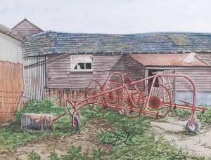 MIRECKI Wladyslaw 1956,Plough with farm buildings,Lacy Scott & Knight GB 2021-03-19