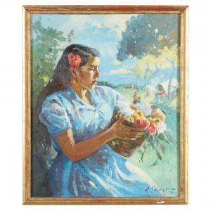 MIRET ALEU Josep 1912-1999,A Woman of Mallorca,1949,Leland Little US 2022-01-06