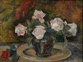 MIRONESCU LETA CALLIOPE 1896-1981,Vas cu trandafiri albi,1966,GoldArt RO 2015-11-11