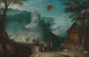 MIROU Anton 1578-1661,Landscape with Mercury (Hermes) and Herse, Temple ,Aspire Auction 2014-09-06