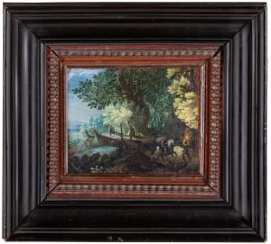 MIROU Anton,Paesaggio boscoso con scena di brigantaggio,1620-1639,Wannenes Art Auctions 2023-11-29