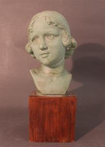 MIRVAL Claude 1900,Buste de jeune femme au bandeau,1925,Ruellan FR 2018-06-30