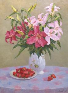 Mishov Andrei 1969,Still life with lilies,Aspire Auction US 2019-04-13