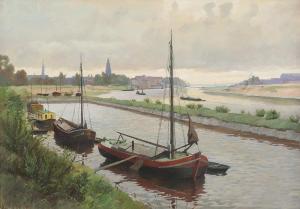 MISLIWIETZ RUDOLF 1900-1900,Ansicht Arnheim mit Segelbooten,Hargesheimer Kunstauktionen 2010-09-11
