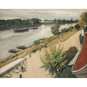 MISRAKI Joseph 1895,DIMANCHE SUR LES BORDS DE SEINE,1920,Tajan FR 2020-05-19