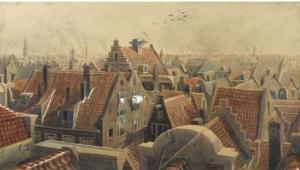 MISSET Hermanus Marie Johannes,Amsterdamse daken, Westerkerk in de verte,Christie's 2003-10-16