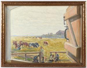 MISSFELDT Friedrich 1874-1969,Landschaft mit Bauern und Kühen,Von Zengen DE 2021-03-26