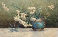 MITCHELL Ernest Gabriel 1859,Still life study of flowers in a blue wick,Moore Allen & Innocent 2012-10-26