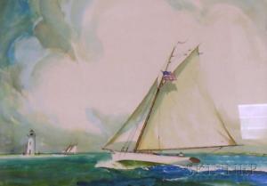 MITCHELL James A 1845-1918,Board Yachting Scene,Skinner US 2009-07-15