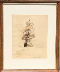 MITCHELL James A 1845-1918,Drawing of a full-rigged ship,Eldred's US 2011-07-21