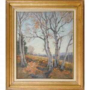 MITCHELL Thomas John 1875-1940,landscape with birch trees,Pook & Pook US 2017-04-29