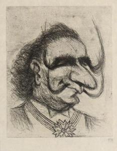 MITELBERG Louis 1919-2002,Caricature de Pompidou,Art Richelieu FR 2017-04-23