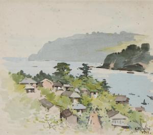 MIYAKE Katsumi Kokki 1874-1954,Coastal village,1933,Rosebery's GB 2023-06-06