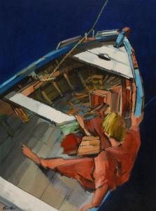 MOAL Fanch 1948,En barque, perspective,Thierry-Lannon FR 2019-05-04