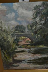 MOATE WALSHAW CHARLES 1884,river landscape with stone bridge,Lawrences of Bletchingley GB 2019-09-10