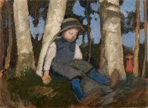 MODERSOHN BECKER Paula 1876-1907,Sitzender Junge mit Strohhut unter Birken,2004,Lempertz 2023-12-01