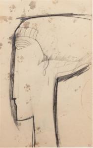 MODIGLIANI Amedeo 1884-1920,Tête de profil gauche,Sotheby's GB 2024-04-23