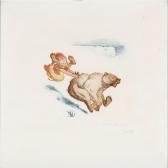 MOE Louis 1857-1945,A little troll and a running bear,1939,Bruun Rasmussen DK 2016-03-21