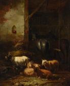 MOERENHOUT Jozef Jodocus 1801-1874,Sheep, goats and horses in a barn,Dreweatts GB 2021-12-14