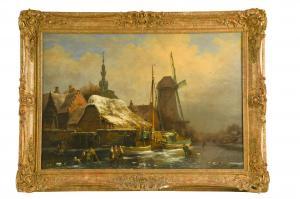 MOERMAN Albert Edouard 1808-1856,Frozen river landscape,1839,Cheffins GB 2019-11-27