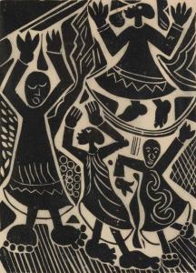 MOGANO Phoshoko David 1932-2000,Tribal Dance,1974,Strauss Co. ZA 2023-05-15