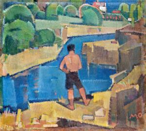 MOHI Sandor 1902-1974,Shore of Szamos in D,Nagyhazi galeria HU 2015-05-27