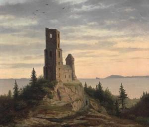 MOHR Johann Georg Paul 1808-1843,Landscape from Southern Germany with a castle,1836,Bruun Rasmussen 2022-06-08