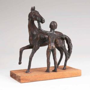 MOHR MöLLER Vera 1911-1998,Naked youth with horse,Stahl DE 2017-09-30
