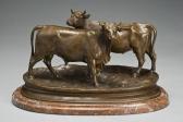 MOIGNIEZ Jules,Depicting a bull and cow having a brown patina wit,1835,Dallas Auction 2009-10-14