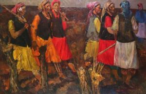 Moiseev Gennadi 1935-1984,Uzbek women gathering silk,Butterscotch Auction Gallery US 2017-11-05