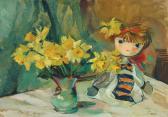 MOISESCU Elena,Still life with daffodil and doll,Artmark RO 2011-06-02
