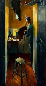 MOISSET Raymond 1906-1994,Autoportrait du peintre dans son atelier,Millon & Associés FR 2024-01-25