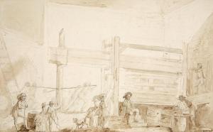 MOITTE Alexandre 1750-1829,Vue animée d'un pressoir à grande vis,1786,Beaussant-Lefèvre 2022-02-10
